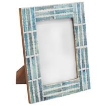 Porta Retrato Osso e Resina Azul Abstrato Porta Retrato Osso e Resina Azul Abstrato