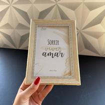 Porta retrato para foto 10x15 decorativo com moldura de plástico de madeira dourado quadro de fotos pequeno presente