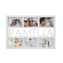 Porta Retrato Parede Quadro 6 Fotos Família Momentos Grande Quadrado Branco Yazi