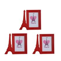 Porta retrato plástico foto 10x15 vermelho Torre Paris 3 un