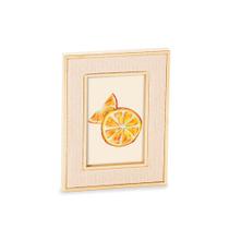 Porta-Retrato Poliestireno Tecido Bege e Dourado 10 x 15cm