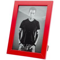 Porta Retrato Premium Fosco Vidro 15X21Vermelho Mesa Parede