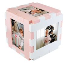 Porta Retrato Rosa Cubo 6 Fotos 10X15 Montar Quebra Cabeça