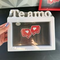 Porta retrato te amo vermelho branco para foto 10x15 horizontal quadro de foto deitada presente dia dos namorados amor -