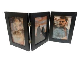 Porta Retrato Triplo Articulado Decorativo 10 x 15cm 3 Fotos