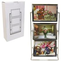 Porta Retrato Triplo Vertical Giratório 10x15 P- 6 Fotos