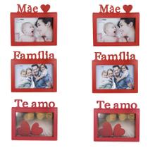 Porta Retrato Vermelho Presente Família Casa 6 und 10x15cm - MDL