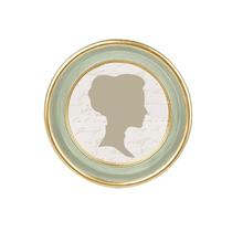 Porta-retratos AELS Vintage 10x10cm oval verde sálvia com acabamento dourado