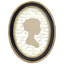 Porta-retratos AELS Vintage 13x18cm preto oval com acabamento dourado