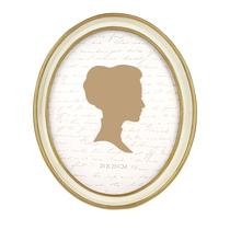 Porta-retratos AELS Vintage 20x25 cm oval esbranquiçado com acabamento dourado
