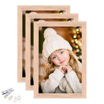 Porta-retratos ATOBART Oak Wood, 4x6 polegadas, conjunto de 3 com vidro