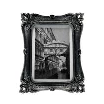 Porta-retratos CISOO Vintage 13x18cm/5x7 polegadas de resina preta/prata