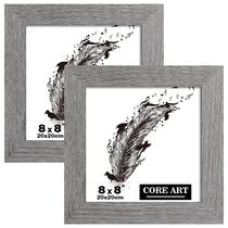Porta-retratos CORE ART 8x8 em madeira cinza rústica, conjunto de 2