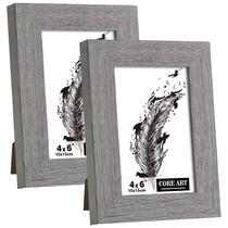 Porta-retratos CORE ART Rustic Grey Wood 4x6, conjunto de 2