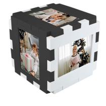 Porta Retratos Cubo 6 Fotos Quadro Montar Quebra Cabeça - Preto e branco - Luthi Comércio de Presentes