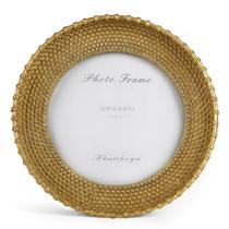 Porta-retratos Cuspin Vintage Gold Metal Rattan 5x5 cm