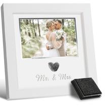 Porta-retratos de casamento SEEBERY Heart Thumbprint com kit de tinta