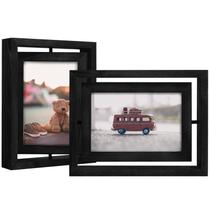 Porta-retratos Egofine 4x6 Rotating Floating Wood Glass x2 Porta-retratos Egofine 4x6 Rotating Floating Wood Glass x2