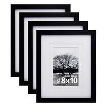 Porta-retratos Egofine 8x10 de madeira maciça preta, 4 peças com tapete Porta-retratos Egofine 8x10 de madeira maciça preta, 4 peças com tapete