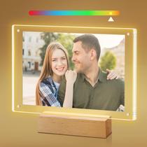 Porta-retratos em acrílico LED 5x7 que muda de cor