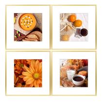 Porta-retratos Golden State Art 12x12 com tapete para 8x8, conjunto de 4