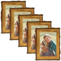Porta-retratos Golden State Art Rustic Brown Wood 5x7 (pacote com 5)