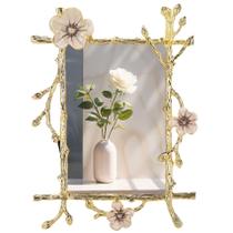 Porta-retratos Goutangen 8,5 x 6,3 cm em metal floral dourado