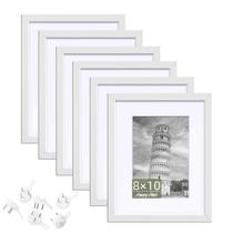 Porta-retratos HappyHapi 8x10 branco, conjunto de 6 para fotos 5x7 Porta-retratos HappyHapi 8x10 branco, conjunto de 6 para fotos 5x7