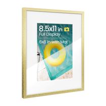 Porta-retratos Heimlove 8,5 x 11 polegadas em metal dourado e alumínio