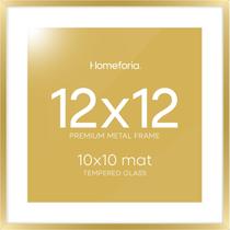 Porta-retratos Homeforia Gold Metal 12x12 com vidro temperado