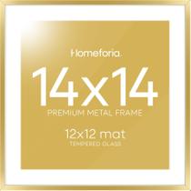 Porta-retratos Homeforia Gold Metal 14x14 com vidro temperado