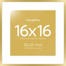 Porta-retratos Homeforia Gold Metal 16x16 com vidro temperado