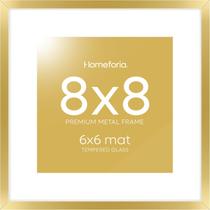 Porta-retratos Homeforia Gold Metal 8x8 com tapete 6x6 com vidro