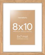Porta-retratos Homeforia Wood Natural Oak 8x10 com tapete 5x7