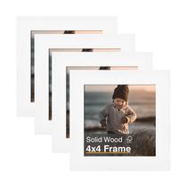 Porta-retratos KINLINK branco quadrado de madeira maciça 33x33cm, pacote com 4 Porta-retratos KINLINK branco quadrado de madeira maciça 33x33cm, pacote com 4