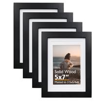 Porta-retratos KINLINK de madeira maciça preta 5x7 com acrílico acrílico