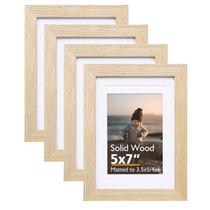 Porta-retratos KINLINK Natural Wood 5x7 com acrílico, conjunto de 4