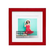 Porta-retratos KINLINK quadrado vermelho de madeira maciça 20x20cm com tapete