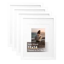 Porta-retratos KINLINK White Wood 11x14 com acrílico, conjunto de 4
