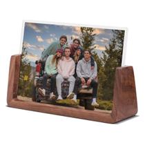 Porta-retratos Komimaci, nogueira de madeira rústica sólida de 5 x 7 polegadas