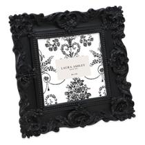 Porta-retratos Laura Ashley 4x4 em resina ornamentada preta Porta-retratos Laura Ashley 4x4 em resina ornamentada preta