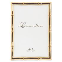 Porta-retratos Lawrence 712246 em metal dourado 10x15cm com bambu Porta-retratos Lawrence 712246 em metal dourado 10x15cm com bambu