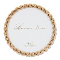 Porta-retratos Lawrence Frames Rope Design 4x4 redondo dourado