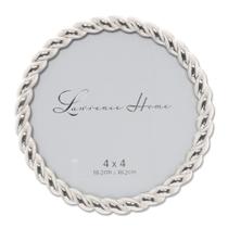 Porta-retratos Lawrence Frames Rope Design 4x4 redondo prateado