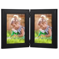 Porta-retratos Lyeasw com dobradiça dupla 3,5x5 preto para mesa Porta-retratos Lyeasw com dobradiça dupla 3,5x5 preto para mesa