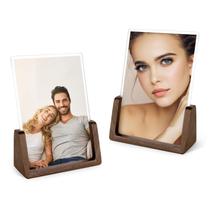 Porta-retratos Mixoo Rustic Wooden Walnut 4x6" (pacote com 2)