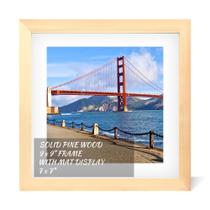 Porta-retratos POUYCIW 25,8 cm, madeira maciça, 9 x 9 polegadas, tapete, 7 x 7 polegadas