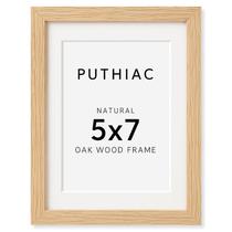 Porta-retratos Puthiac Oak Wood 5x7 para arte de parede, foto, bege