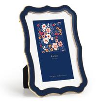 Porta-retratos RICHFOCUS 4x6 esmaltado com vidro temperado HD azul marinho