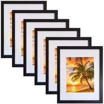 Porta-retratos SESEAT 11x14 pretos para 8x10 com tapete, pacote com 6 Porta-retratos SESEAT 11x14 pretos para 8x10 com tapete, pacote com 6